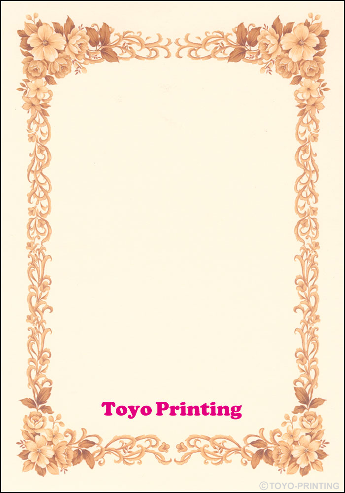 洋柄賞状用紙（縦型）枠内にロゴ挿入　ピンク1色